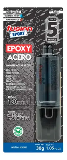 [FUADSASA3913] Adhesivo Epoxy liquido Jeringa Acero 5 Min X 30 Gr  FUADSASA3913 FUSION EPOXY