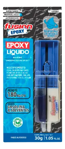 [FUADSASA3916] Adhesivo Epoxy liquido Jeringa Marine Blue Kit X 30 Gr  FUADSASA3916 FUSION EPOXY