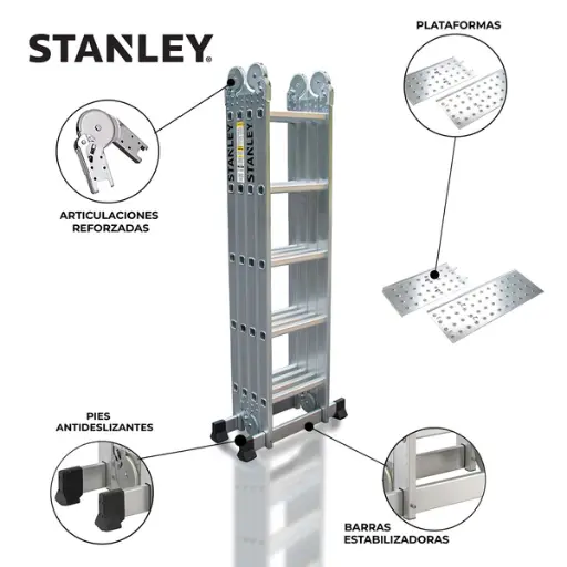[STXLD-AY505] Escalera 5,70M Alum 20esc plegable 4x5 + Plataforma base STXLD-AY505 STANLEY