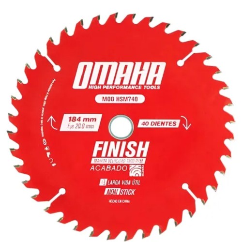 [FTT1] Hoja sierra circul D184 d16 2,0mm Z 40 madera OMAHA Hoja de sierra HSM740 nº