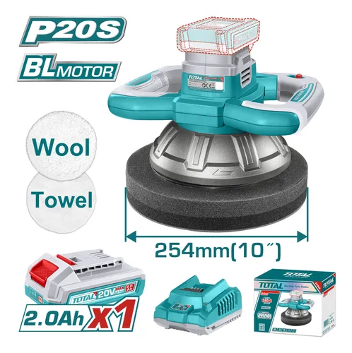 [TOPLI2025481-4] Pulidora angular  254mmD  20V + cargador y batería BRUSHLESS TOPLI2025481-4 V2VILP251 TOTAL