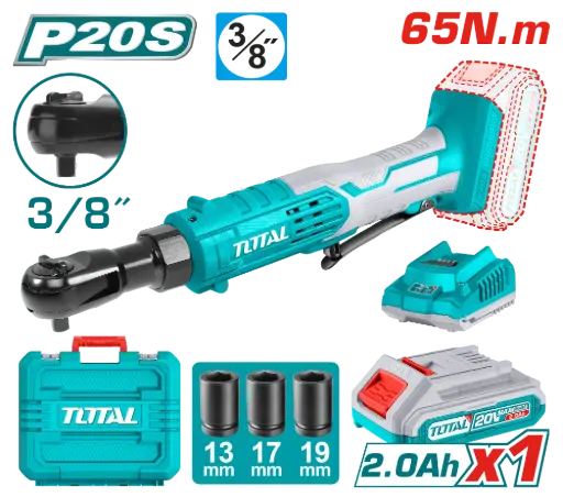 [TDRLI2060152-4] Llave Crique 20V 3/8" 65Nm + maletín batería cargador TDRLI2060152-4 V2V0CR201 TOTAL
