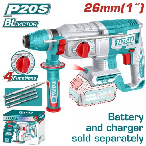 [TRHLI20268] Rotomartillo a bater 20V  26mmD SDS PLUS BRUSHLESS SOLO TRHLI20268 V2VIMR261 TOTAL