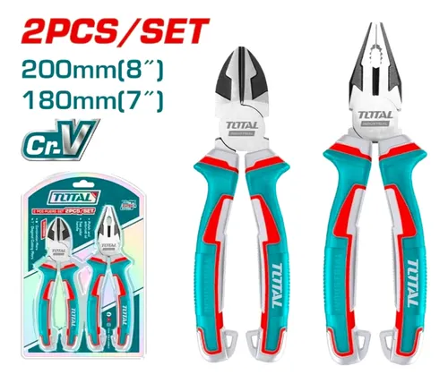 [THT2K0206] Juego Set Pinza universal 200mm (8")+ Alicate oblicuo 180mm (7") 2p industrial THT2K0206 XPKI00200 TOTAL