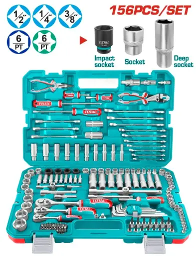 [THKTHP21566] Bocallaves Juego 1/4-3/8-1/2" 156p c-accesorios THKTHP21566 XCHI15600 TOTAL