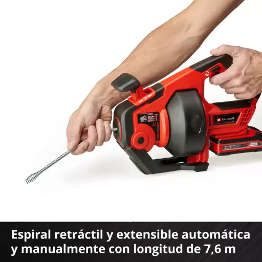 [4514160] Limpiador de cañería inalámbrico 18V caños 16-55 mm espirales de 7 mm de grosor TE-DA 18/760 Li Solo 4514160 EINHELL