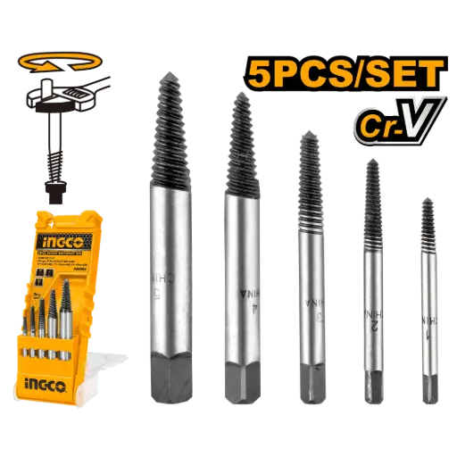 [ASE008] Set de 5 Mechas Extractor de tornillos INDUSTRIAL ASE008 INGCO