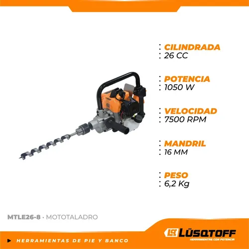 [MTLE26-8] Taladro 16mm a explosión mototaladro 26cc 2T MTLE26-8 LUSQTOFF