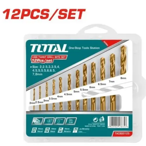 [ZMH000S12] Set de 12 mechas 2 a 8mm HSS 4341 INDUSTRIAL TACSD0125 ZMH000S12 TOTAL
