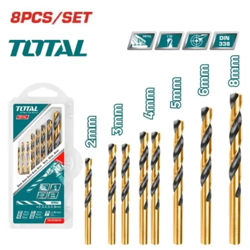[ZMH000S08] Set de 8 Mechas HSS 4341 2,0-3,0-3,0-4,0-4,0-5,0-6,0-8,0mm INDUSTRIAL TACSD0801 ZMH000S08 TOTAL