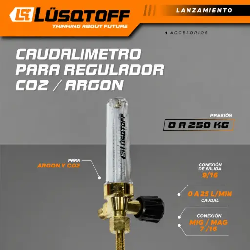 [LQCR-9] Caudalímetro para regulador CO2/Argón repuesto 0-250kG LQCR-9 LUSQTOFF