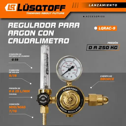 [LQRAC-9] Regulador Argón con caudalímetro 0-250kG LQRAC-9 LUSQTOFF