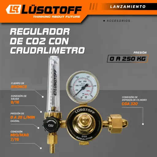 [LQRCC-9] Regulador CO2 con caudalímetro 0-250kG LQRCC-9 LUSQTOFF