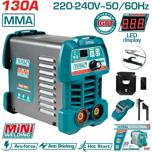 [VSOI0130M] Soldadora inverter 130A 130A@30% IGBT - Hot Start - Arc Force - Anti Stick 73V TW213049-4 VSOI0130M  TOTAL