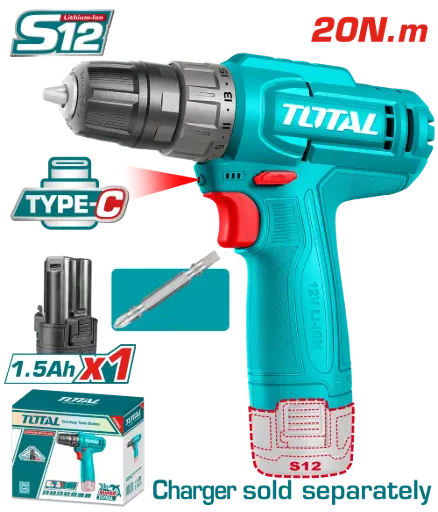 [9E0N] Taladro a bater  10mmD c-1bat 12V 750rpm TDLI12456 V0V0TI081 TOTAL