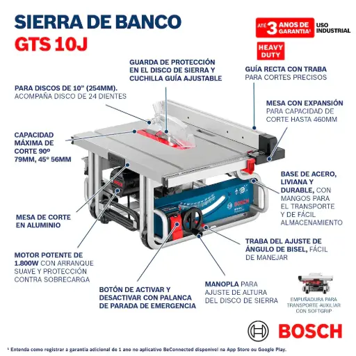 [X7KB] Sierra circular mesa 254mmD 1800W GTS 10 J 0601B305H0 BOSCH