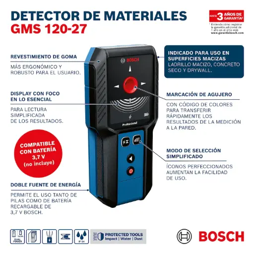 [1ZA3] Detector metales digital subestr mader-cab GMS120-27 0601081700 BOSCH