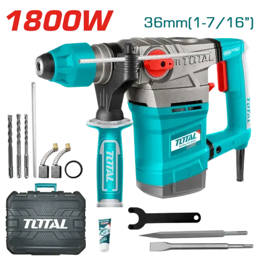 [UGI4] Rotomartillo 1800W 7,0J SDS Plus + maletín y accesorios TH118366-4 VMRI1800M TOTAL