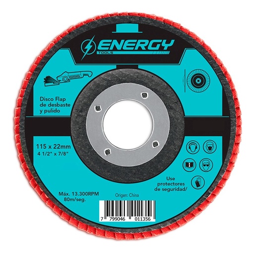 [O03T] Disco flap D115  d22  Gr120 OA p-Ac-madera DFA115120 GLADIATOR nº